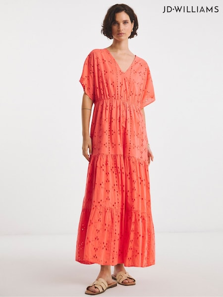 JD Williams Orange Broderie Smock 100% Cotton Dress (W51588) | €69