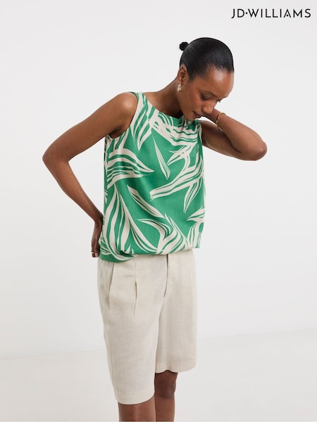JD Williams Green Slash Neck Linen Shell Top (W51591) | €35