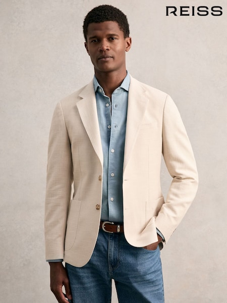 Reiss Hop Single-Breasted Textured Blazer Slim-Fit with Cotton (W51624) | 2,459 LEI
