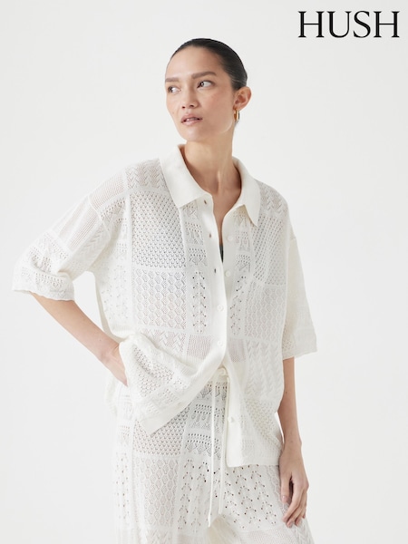 Valkoinen - Hush Patchwork Stitch Knit Paidat (W51705) | €126
