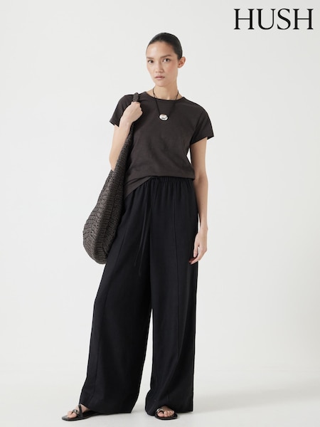 Hush Black Blend Petunia Wide Leg Trousers (W51714) | ₪453