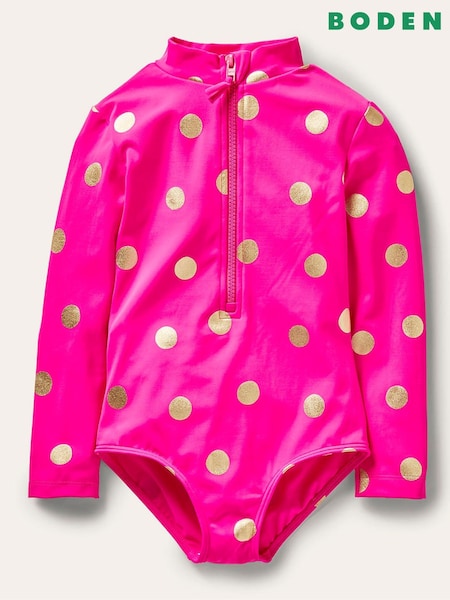 Boden Pink Long-Sleeved Swimsuit (W51748) | ₪126 - ₪146