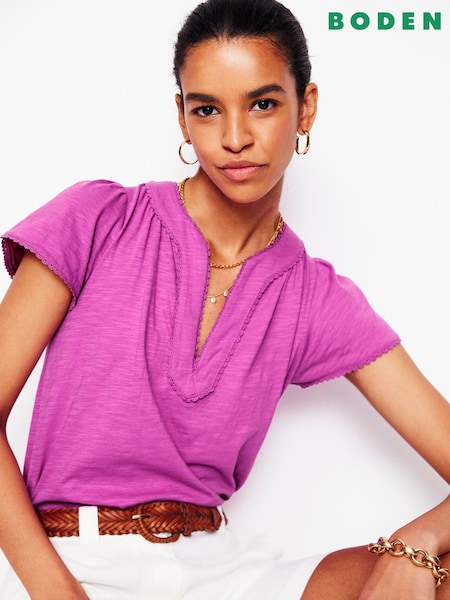 Boden Ava Short Sleeve 100% Cotton Top (W51759) | 283 LEI