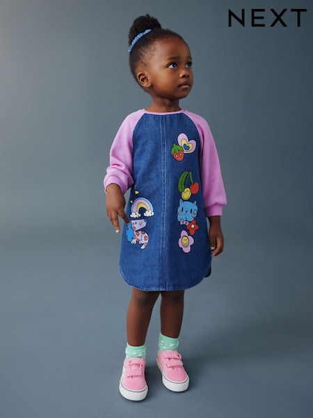 Impressão Multibrilhante - Raglan Denim Dress (3mths-8yrs) (W51810) | R$ 125 - R$ 155