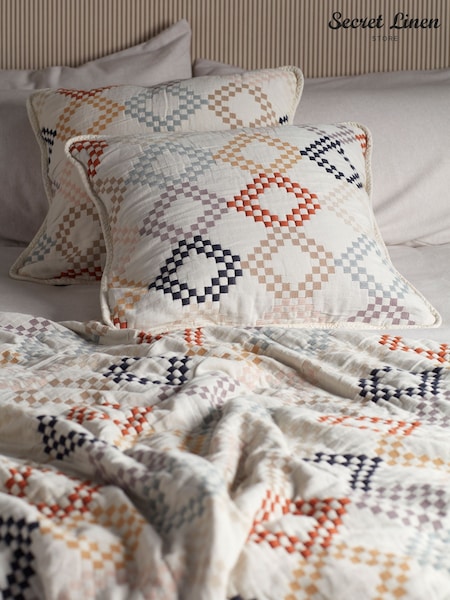 Secret Linen Store Multi Jolene 100% Cotton Quilted Cushion Cover (W51938) | €42