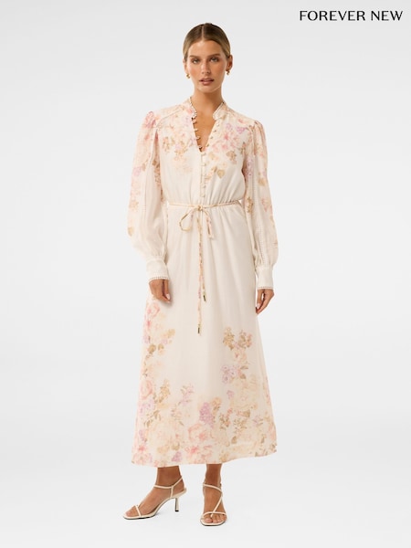 Forever New Natural Primrose Petite Trim Detail Midi Dress (W52011) | €165