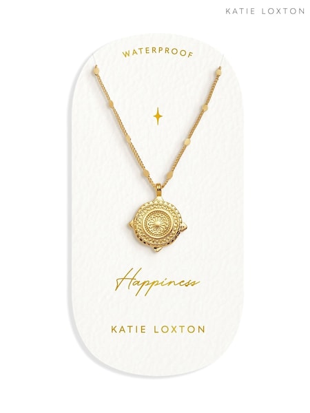 Katie Loxton Gold Tone Happiness Antique Coin Necklace Waterproof (W52022) | €32