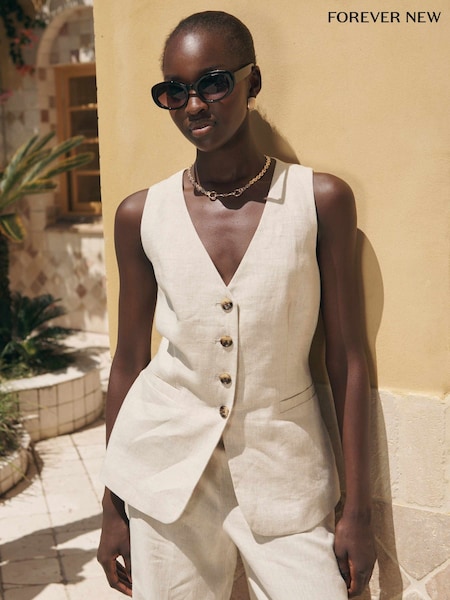 Forever New Natural Pure Linen Alexa Waistcoat (W52023) | €80