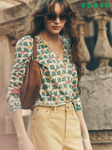 Boden Cream 100% Linen Liv V-Neck Linen Cardigan (W52032) | €176