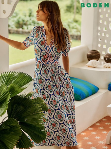 Boden Blue Lily Jersey Midi Tea Dress (W52035) | €125