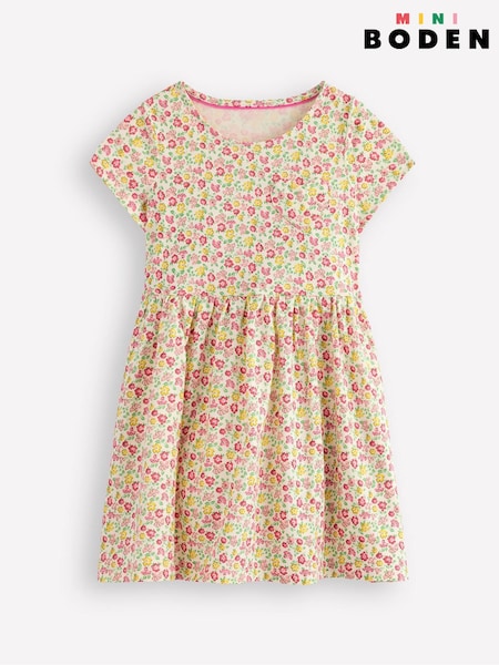 Boden Pink 100% Cotton Heart Pocket Fun Jersey Dress (W52074) | ₪106 - ₪116