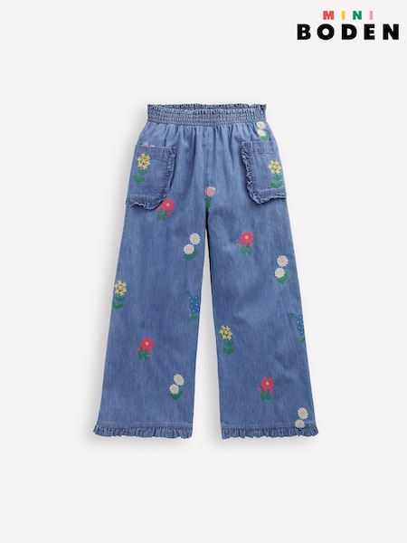 Blå - Boden 100% Nostalgisk volangbukse i bomull (W52075) | kr386 - kr457