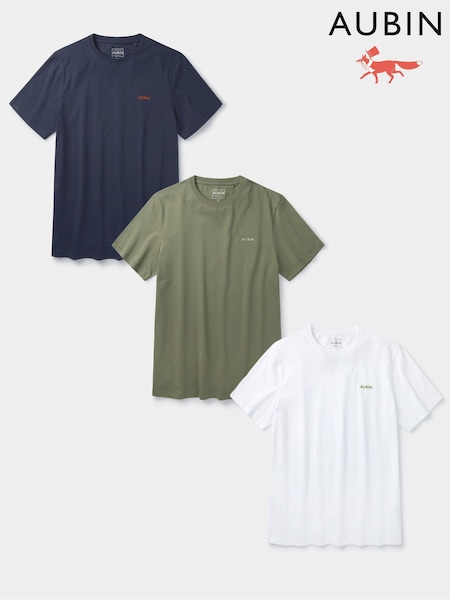 Aubin Blue Hemingbrough 100% Cotton T-Shirts 3 Pack (W52134) | 140 €