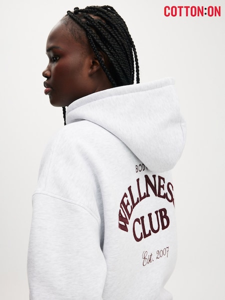 Cotton On Grey Plush Premium Graphic Hoodie (W52143) | €44