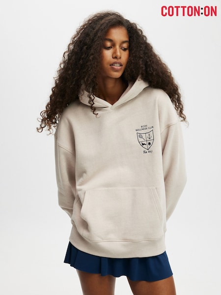 Cotton On Beige Plush Premium Graphic Hoodie (W52149) | €46