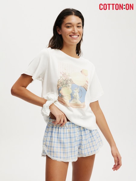 Cream Musta - Cotton On Lounge Graphic 100% puuvillainen T-paita (W52152) | €28