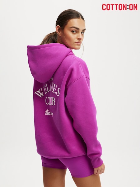Пурпурный - Cotton On Plush Premium Graphic Hoodie (W52160) | €46