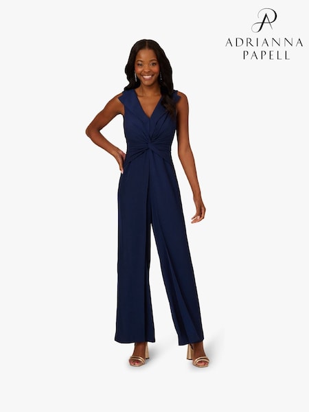 Adrianna Papell Blue Twist Front Overlay Jumpsuit (W52167) | 282 €