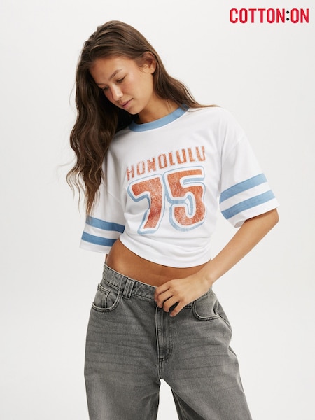 Cotton On White Ground The Boxy Graphic 100% Cotton T-Shirt (W52180) | kr271