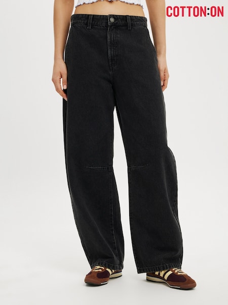 Cotton On Black Barrel Leg 100% Cotton Jeans (W52188) | €61