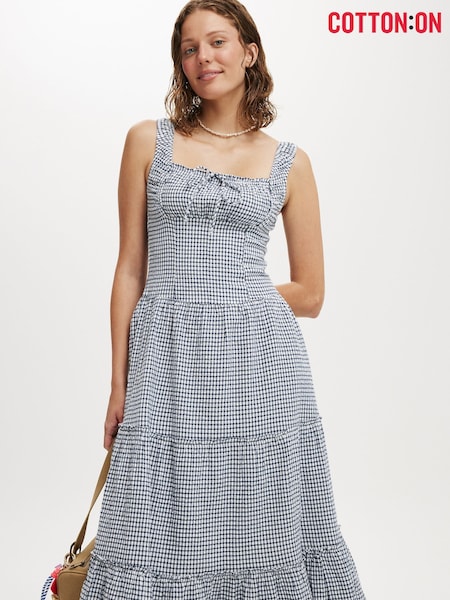 Cotton On Blue Aria Corset Detail Maxi 100% Cotton Dress (W52200) | €44