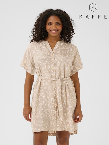 Grey - Kaffe Kabarton Tie Waist Shirt Mini Dress
