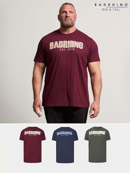 BadRhino Big & Tall Logo Graphic 100% Cotton T-Shirts 3 Pack (W52257) | 2 343 грн