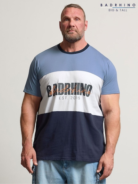 modra - BadRhino Big & Tall Cut & Sew Slogan 100% Cotton T-Shirt (W52262) | € 26