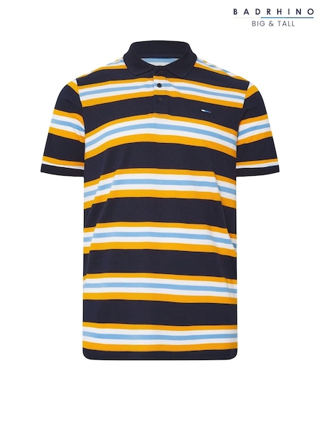 BadRhino Big & Tall Blue Striped 100% Cotton Polo Shirt (W52265) | R$ 255