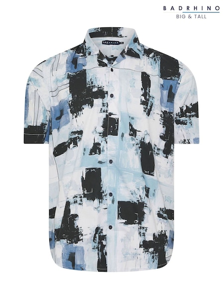 BadRhino Big & Tall Black Peached Short Sleeve Revere Collar 100% Cotton Shirt (W52266) | €42