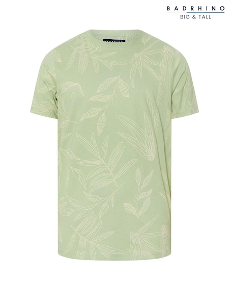 Зелений - BadRhino Big & Tall Leaf Print 100% Cotton T-Shirt (W52272) | 1 442 грн