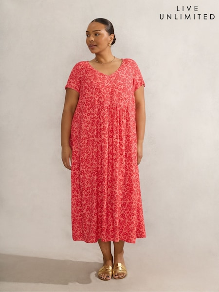 Live Unlimited Pink Curve Ditsy Print Short Sleeve Midi Dress (W52462) | 3,905 UAH