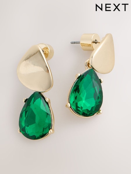 Green Sparkle Drop Stud Earrings (W52483) | €11