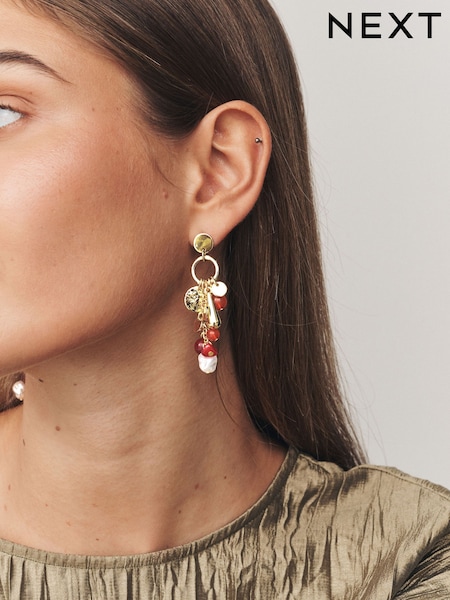 Gold Tone Cluster Drop Earrings (W52491) | €11