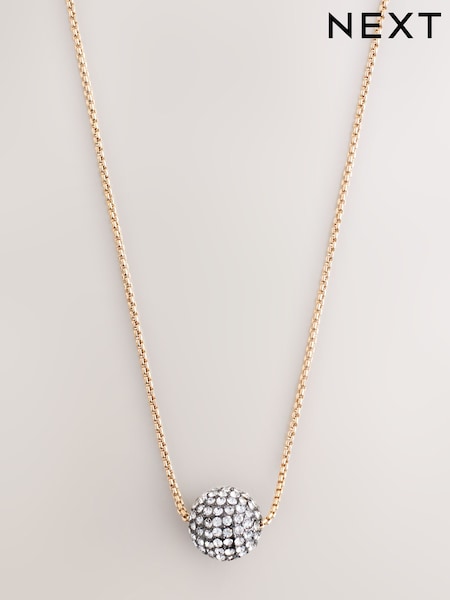 Gunmetal/Gold Tone Pavé Ball Long Necklace (W52498) | €17
