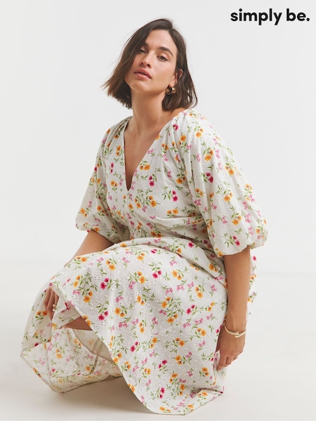 Simply Be Cream Crinkle Button Through Maxi Dress (W52550) | €62