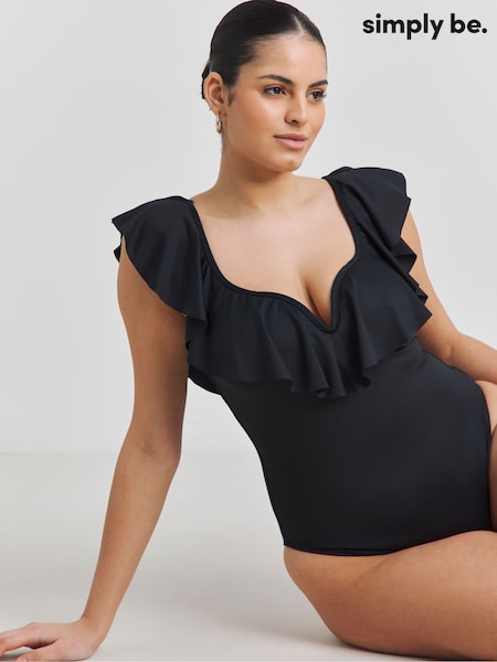 Simply Be Magisculpt Contour Me V Wire Bardot Swimsuit (W52562) | ‏171‏₪
