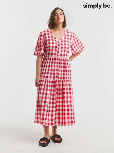 Simply Be Gingham Button Through Midi Dress (W52570) | 59 €