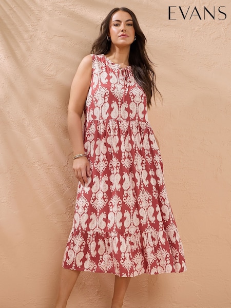 Evans Orange Block Print Dress (W52602) | 313 LEI