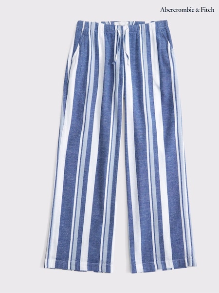 Abercrombie & Fitch Blue Alto Rise Ultra Wide Leg Linen Blend Trousers (W52631) | 55 €
