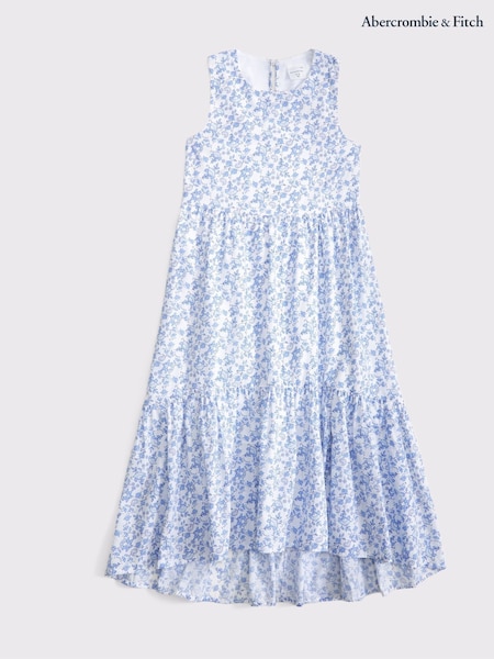 Abercrombie & Fitch Blue Poplin Tiered Maxi Dress (W52636) | 365 LEI