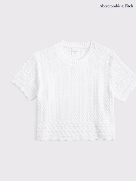 Abercrombie & Fitch Crochet White T-Shirt (W52643) | ‏169 د.إ.‏