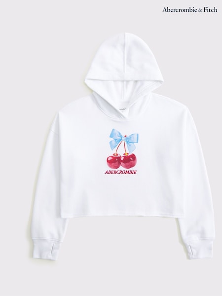 Abercrombie & Fitch Graphic Popover White Hoodie (W52646) | ‏201‏₪