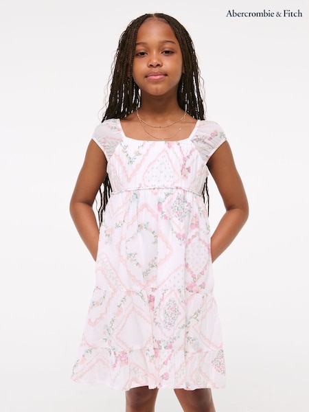 Weiß - Abercrombie & Fitch Tiered Babydoll Mini Dress (W52653) | 62 €
