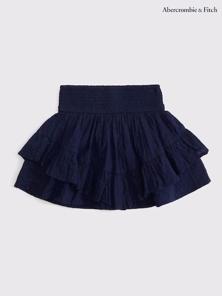 כחול  - Abercrombie & Fitch Tiered Gauzy Mini Skort (W52657) | ‏146‏₪