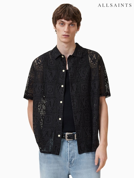AllSaints Black Netley Short Sleeve Shirt (W52682) | €164