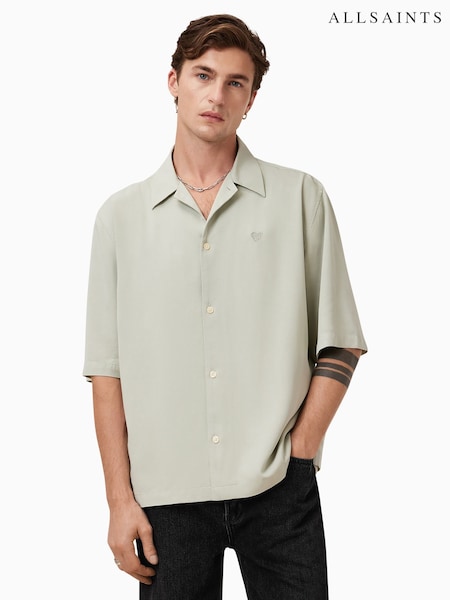 AllSaints Green Rialto Short Sleeve Shirt (W52703) | €142
