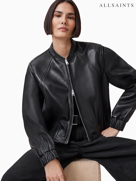 AllSaints Black Martina Bomber Jacket (W52713) | $575
