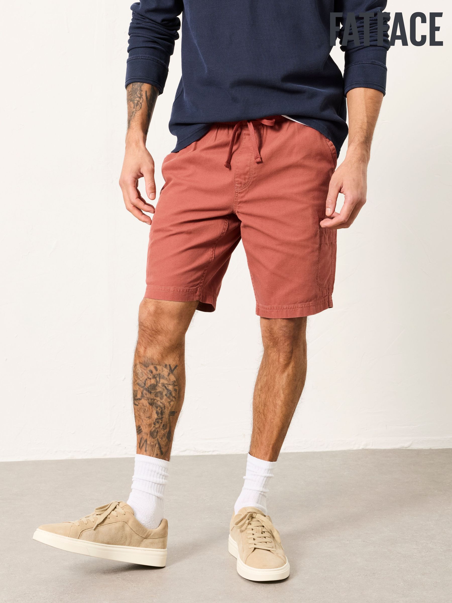 【ORANGE】Plain Front Shorts Cut-Off Twill Garment Dye WAVE SHORT [ORANGE] – CRTZRTW
