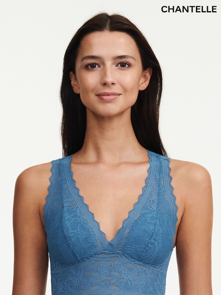 Blau - Chantelle Weich wattierter, geblümter Bustier mit Spitze (W52810) | 64 €